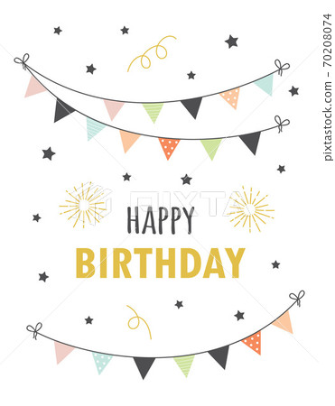 happy birthday card with flags, vector illustration happy birthday card with flags, vector illustration 70208074