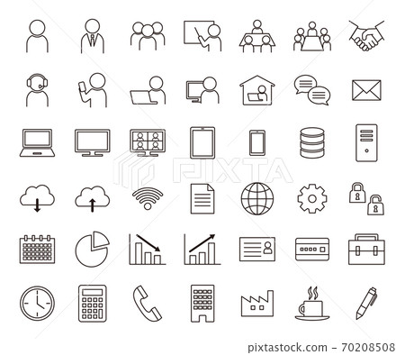 Office simple line art icon set / black and white - Stock Illustration ...