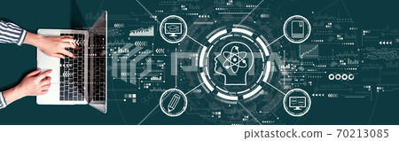 Online education concept with person using a laptop Online education concept with person using a laptop 70213085