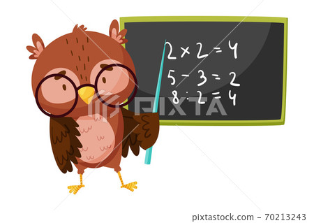 Cute Owl in Glasses Teaching Maths with Pointer Vector Illustration Cute Owl in Glasses Teaching Maths with Pointer Vector Illustration 70213243