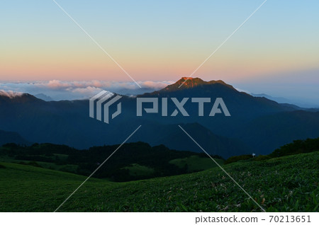 Sunrise of Mt. Ishizuchi, Shikoku sacred mountain 70213651