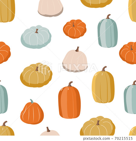Seamless autumn pattern of colorful pumpkins. 70215515