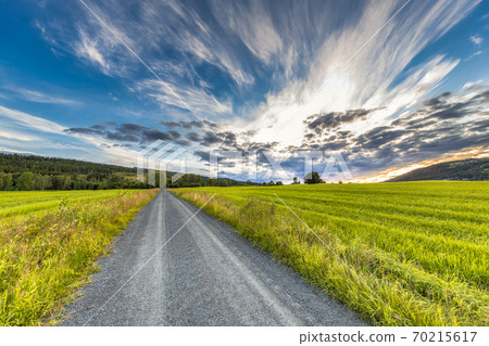 sunset over Norwegian countryside 70215617