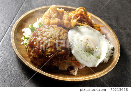 Hot loco moco bowl with fried chicken and napolitan Hot loco moco bowl with fried chicken and napolitan 70215658