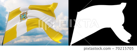 Flag of Stavropol Krai. High resolution close-up 3D illustration. Flags of the federal subjects of Russia. Set of flag and alpha matte image. Very high quality mask. Flag of Stavropol Krai. High resolution close-up 3D illustration. Flags of the federal subjects of Russia. Set of flag and alpha matte image. Very high quality mask. 70215705