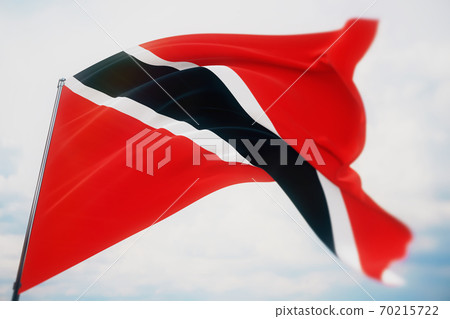 Waving flags of the world - flag of Trinidad And Tobago. Shot with a shallow depth of field, selective focus. 3D illustration. Waving flags of the world - flag of Trinidad And Tobago. Shot with a shallow depth of field, selective focus. 3D illustration. 70215722