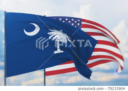 State of South Carolina flag. 3D illustration,... - Stock Illustration ...