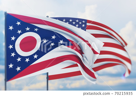 State of Ohio flag. 3D illustration, flags of... - Stock Illustration ...
