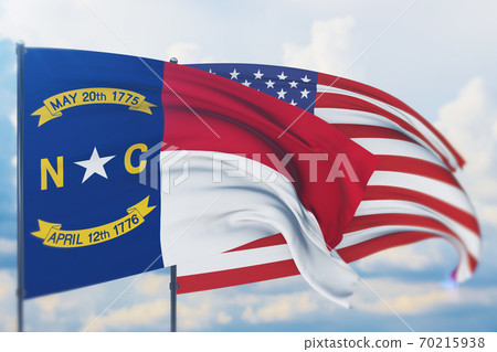 State of North Carolina flag. 3D illustration,… - Stock Illustration