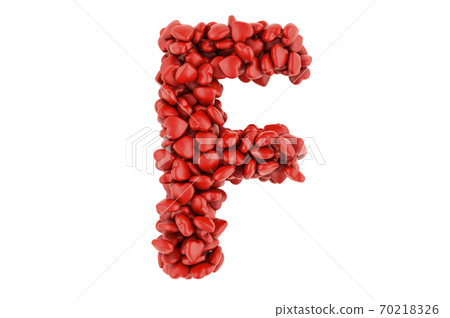Letter F from red hearts, 3D rendering Letter F from red hearts, 3D rendering 70218326