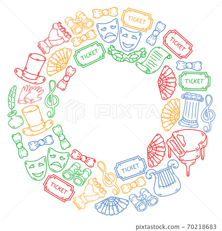 Perfomance, theatre with little children. Kindergarten kids in fairy tale scenes. Young actors perfoming Red Riding Hood and Shakespeare Hamlet. Robin hood costume. 70218683