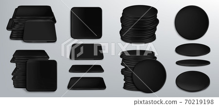 Black coasters for beer cups or tankards 3d set Black coasters for beer cups or tankards 3d set 70219198