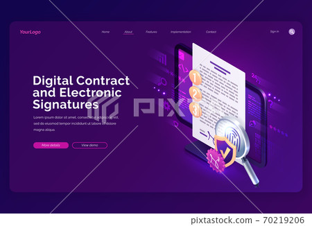 Digital contract and electronic signature landing Digital contract and electronic signature landing 70219206