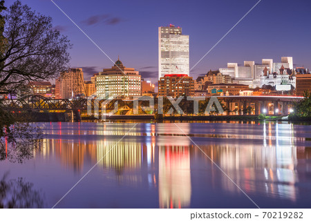 Albany, New York, USA skyline on the Hudson River 70219282