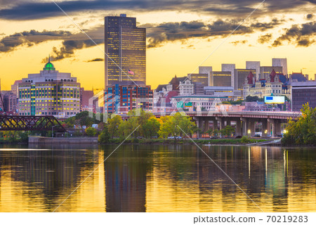 Albany, New York, USA skyline on the Hudson River Albany, New York, USA skyline on the Hudson River 70219283