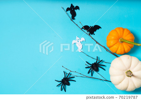 Halloween scene on blue background 70219787