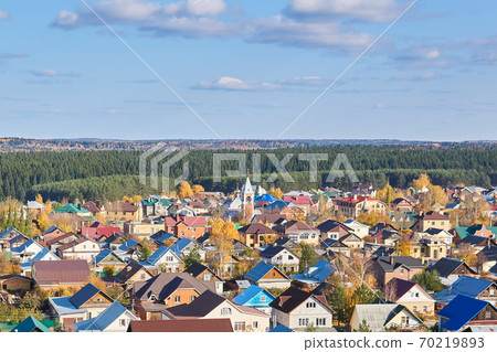 suburban village among the forest, top view suburban village among the forest, top view 70219893