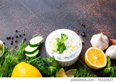 Traditional Greek sauce or appetizer tzatziki Traditional Greek sauce or appetizer tzatziki 70220027