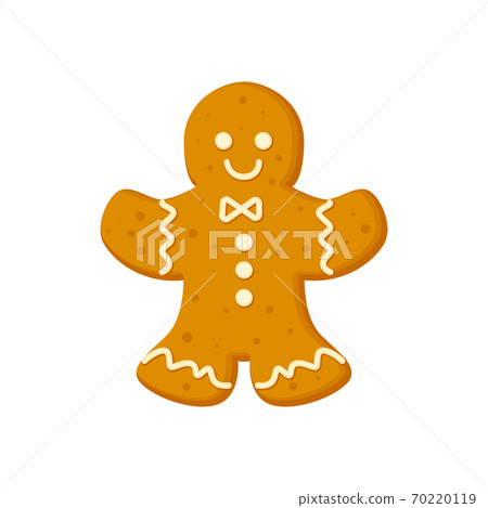 Gingerbread man traditional Christmas cookie with icing vector illustration 70220119