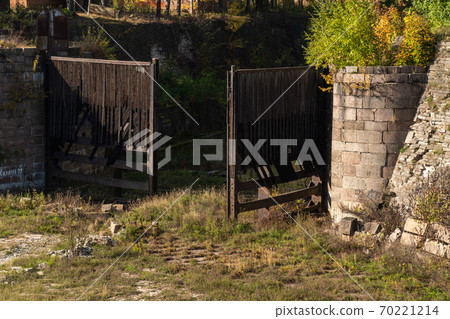 Russia. Kronshtadt. Picturesque autumn views of the historic Petrovsky dock in Kronstadt. 70221214