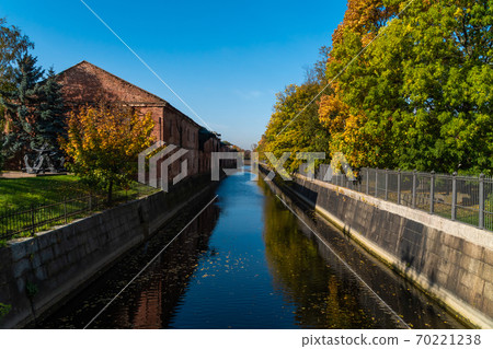 Russia. Kronshtadt. Picturesque autumn views of the Kronstadt bypass canal. Russia. Kronshtadt. Picturesque autumn views of the Kronstadt bypass canal. 70221238