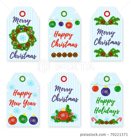 Set with Christmas and New Year gift tags 70221371