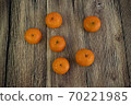Tangerine, Mandarin honey orange on the wooden background. Food concept. 70221985