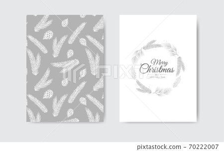 Merry Christmas greeting card with new years tree. Vector holiday illustration. 70222007