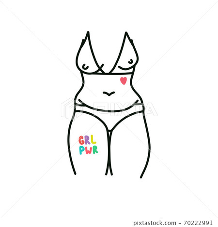 body positive doodle icon, vector line body positive doodle icon, vector line 70222991