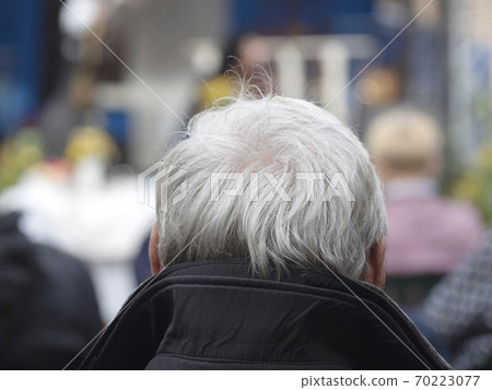 Back view of the man with a gray hair head 70223077