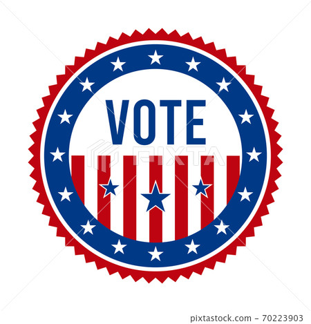 2020 Presidential Election Vote Badge - United States of America. USA Patriotic Stars and Stripes. American Democratic / Republican Support Pin, Emblem, Stamp or Button. November 3 70223903