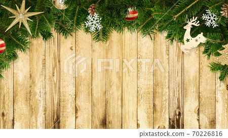 Wooden walls with Christmas decorations-there are multiple variations 70226816