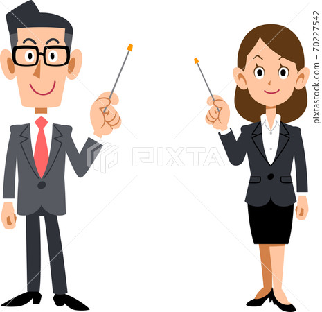 Whole body of a businessman with a pointer 70227542