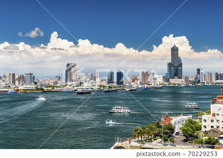 cityscape in the port of Kaohsiung, Taiwan.  70229253