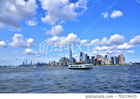 New York Manhattan landscape seen from the sea 70229420