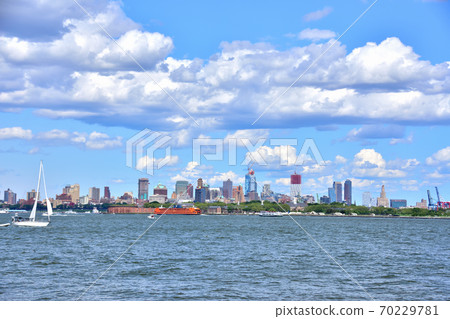 New York Manhattan landscape seen from the sea 70229781