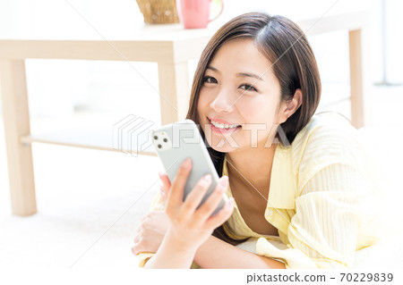少婦，智能手機，畫象，室 70229839
