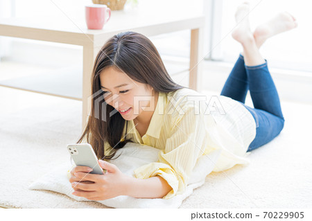 少婦，智能手機，畫象，室 70229905