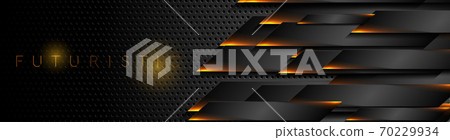 Futuristic black technology background with orange neon lines Futuristic black technology background with orange neon lines 70229934