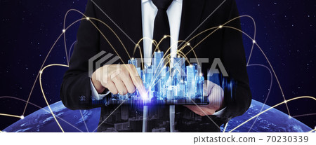 The modern creative communication and internet network connect in smart city The modern creative communication and internet network connect in smart city 70230339