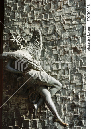 Bronze angel statue, fortified city Orvieto Italy that retains the medieval cityscape 70230458