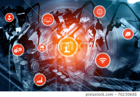 Industry 4.0 technology concept - Smart factory for fourth industrial revolution Industry 4.0 technology concept - Smart factory for fourth industrial revolution 70230688