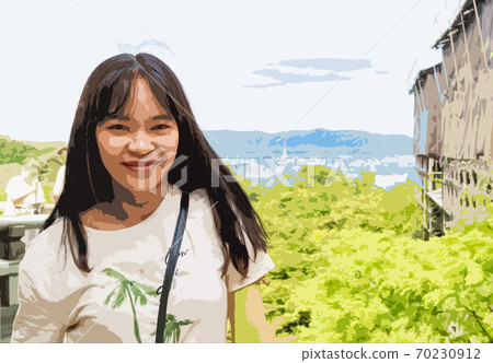 在京都旅行的年輕女子 插圖素材 圖庫