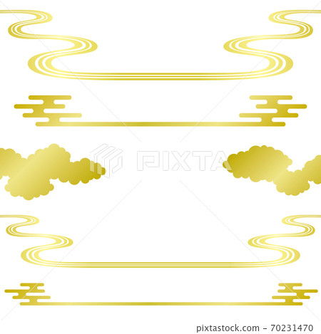 Chinese cloud Japanese style wave title decoration advertising illustration 70231470
