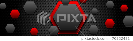 Red and black glossy hexagons on dark... - Stock Illustration [70232421 ...