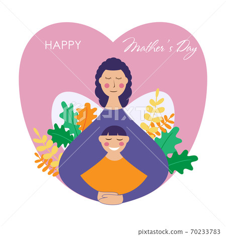 Happy mother's day vector greeting card template with mom and son 70233783