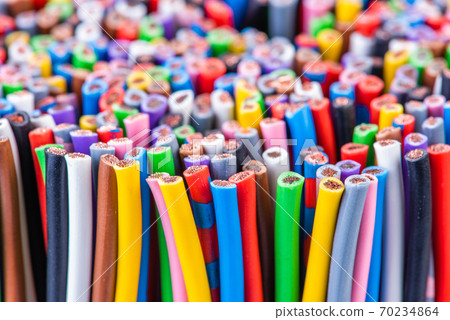 Bundle of electrical colorful cable close-up Bundle of electrical colorful cable close-up 70234864