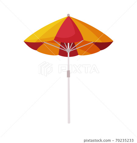 Beach Sun Umbrella, Summer Vacation Object, Traveling and Tourism Vector Illustration on White Background 70235233