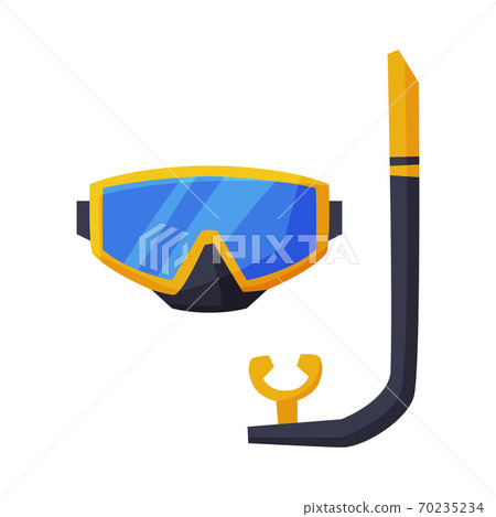 Scuba Diving Mask, Summer Vacation Accessory, Traveling and Tourism Vector Illustration on White Background 70235234