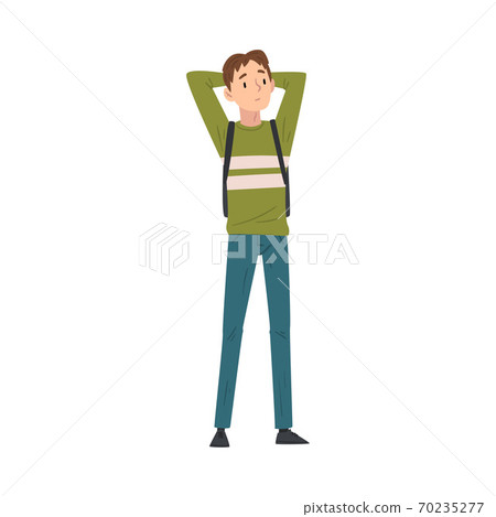 Chherful Guy in Casual Clothes Standing... - Stock Illustration [70235277]  - PIXTA